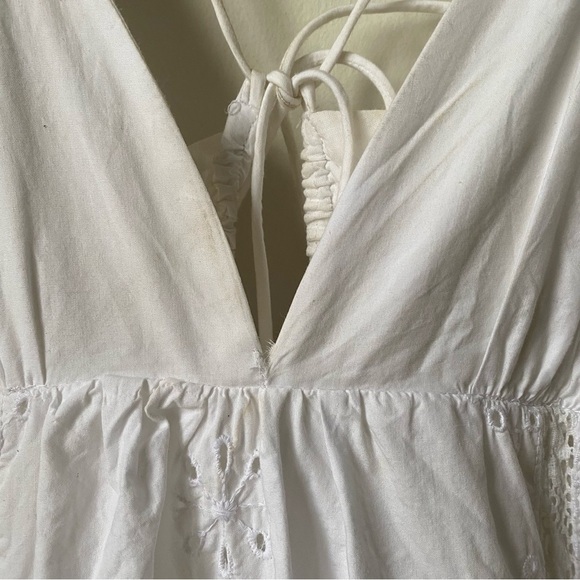 Zara White Eyelet Sundress size small tiered dress adjustable strap length - Picture 6 of 9